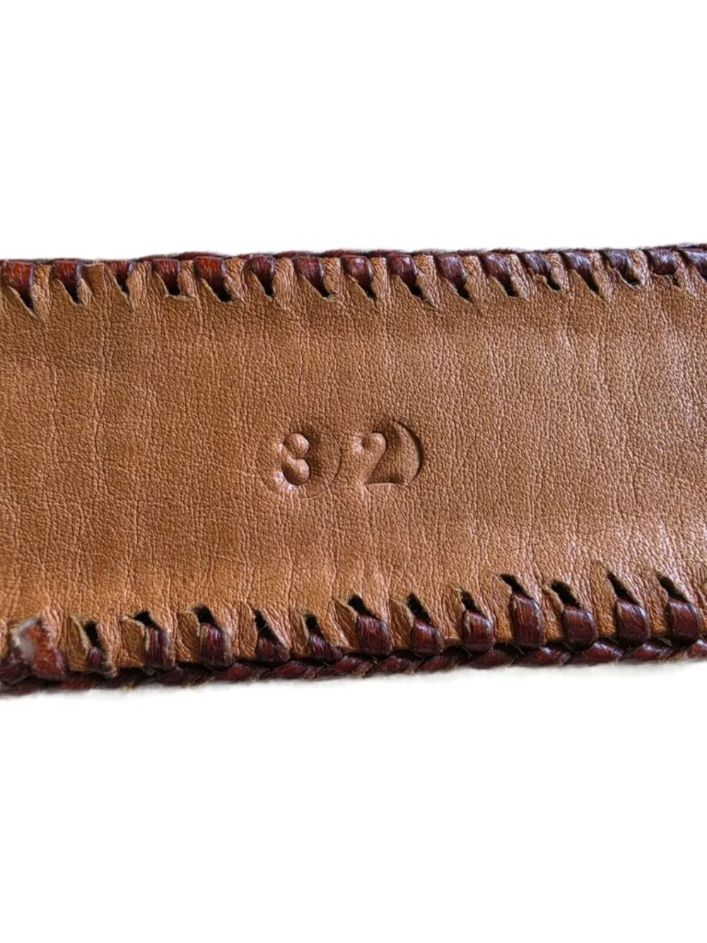 Vtg Guatemalan Woven Leather Belt 32 Mayan Motif